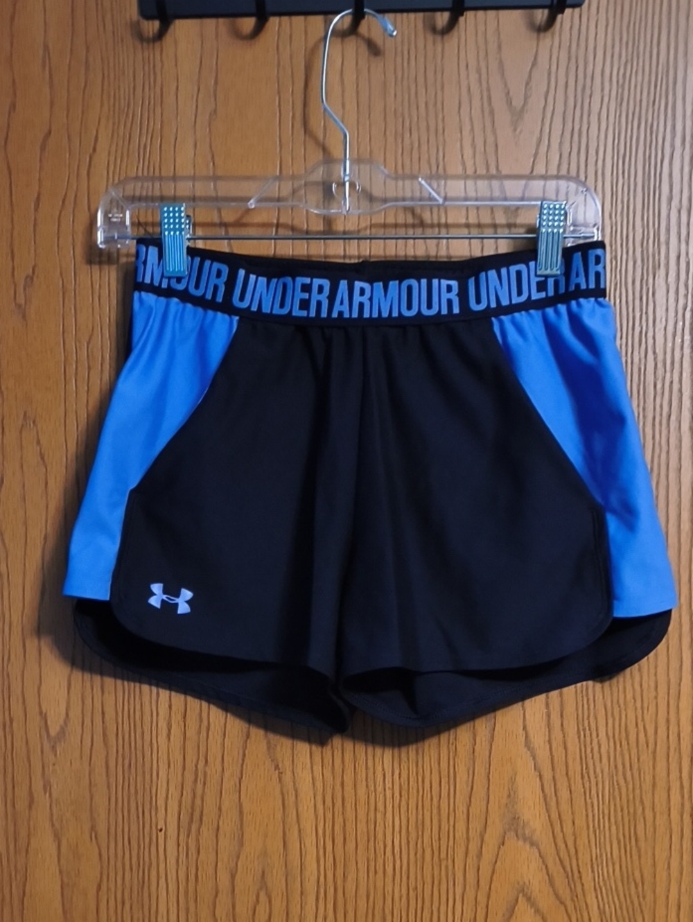 Under Armour Black with Blue Side-Panel Women's Athletic Shorts